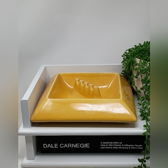 Vintage Hyalyn Yellow Ceramic Ashtray